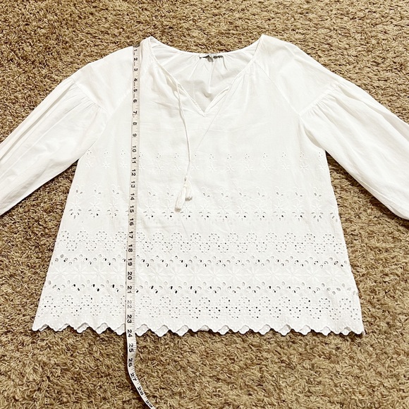 [Madewell] White Tassel Tie Top Eyelet Cutout Scallop Hem Size XSmall - Picture 10 of 11